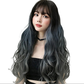 이쁘다샵 가발위드 옴브레 긴머리 웨이브 여성 통가발 비즈, 블루그레이, 1개