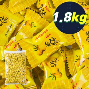 맛고을 유자캔디(D) 1.8kg/대용량사탕/대용량캔디/디저트사탕/업소용사탕 식품 > 스낵/간식 초콜릿/사탕/젤리/껌 캔디류 일반하드캔디, 1개, 1.8kg