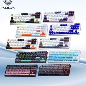 [청이스토어] 독거미 측면각인 블루바다 AULA F87 PRO / F99 PRO 무선 게이밍 기계식 키보드 핫스왑, 블루바다(측각)-V4그레이축, F87PRO