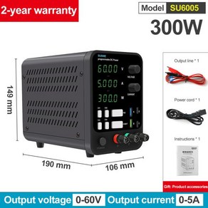 SUSWE 프로그래밍 가능한 DC 전원공급장치 실험실 작업대 전압 전류 조정기 AC 220V 110V 30V 60V 120V 5A 10A, [03] SU6005(0-60V 0-5A), 02 SU6005(0-60V 0-5A), 1개