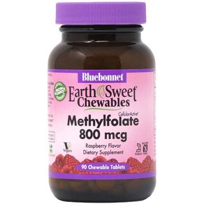 BlueBonnet Eath Sweet Cellula Active Methylfolate 800 mcg 츄어블 정제 90 Count, 1개, 90정