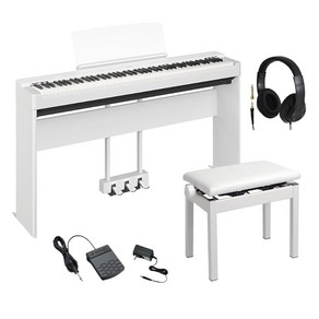 YAMAHA P-225 WH 전자 피아노 전용 스탠드・고저자재 의자・3개 페달・헤드폰, 상세페이지 참조