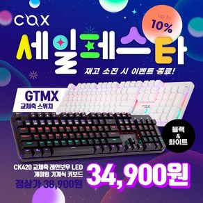 COX CK420 교체축 레인보우 LED 게이밍 기계식 키보드 블랙, 갈축