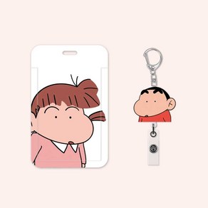 짱구 유리 목걸이 형 카드 케이스 카드 지갑 사원증 보관함 ID 홀더