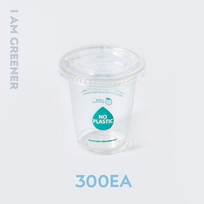 아이엠그리너 친환경 PLA 투명 아이스컵 + 평뚜껑 세트 50개입, 6개, 460ml