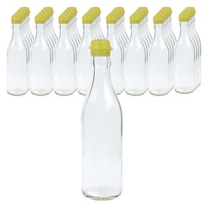 가인글로벌 투명 기름병350 + 코벤트캡 노랑 유리병 참기름병 용기, 40개, 350ml