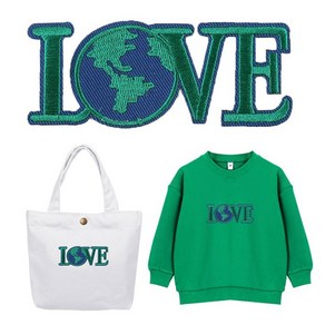 지구사랑패치 환경보호 열부착패치 LOVE EARTH 가방꾸미기 옷꾸미기 장식, 1개