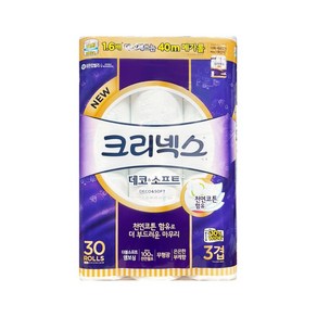 크리넥스 3겹 데코 & 소프트 화장지 40m, 30롤, 1개