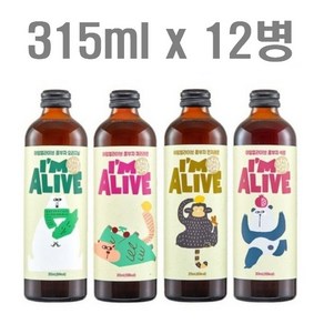 아임얼라이브 유리병 콤부차 혼합 4종 x 315ml 세트, 12개, 1개입