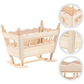 집 미니 침대 미니어처 요람 인형 나무 가구 장식, 1개, 1. Beige