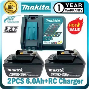 호환 마끼다 리튬 이온 배터리 충전기 USB 포트 포함 DC18RF BL1840 BL1830 BL1430BL1440 DC18RC 충전 도구 6.0Ah 18V, [01]  호환 마끼다 6AhX1, 1개