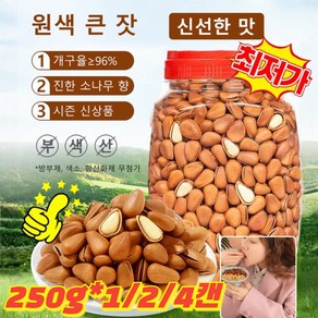 [건강간식] 백년 수령 붉은 잣 카이커우숭즈 견과 간식 프리미엄견과류 소화 촉진/혈중 지질 저하 250g 1캔, 대과 동북 잣 1캔 총중량 250g, 1개