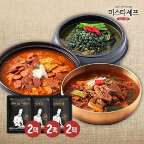 미스타셰프 아욱다슬기해장국 2팩 + 육개장 2팩 + 부대찌개 2팩, 1개