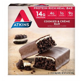 앳킨스 Atkins 쿠키 앤 크림 프로틴 리치 밀 바 50g 5개입 2팩 프로틴바, 1개