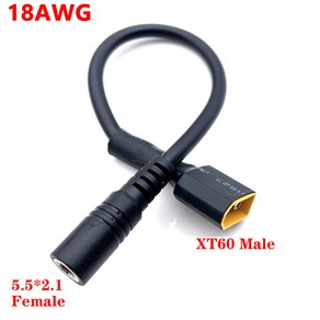 XT60 플매트 카펫 러그 암 수-5.5x2.1 5.5x2.5mm 커넥터 배터리 충전 어댑터 케이블 DC 전원 충전기용 5525 변환 와이어, [08] XT60male-5521 female