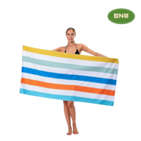 탑앤뷰 스트라이프 비치타올 리조트 물놀이 수영 바스 타월 160 x 80 cm, 1개, 레인보우 스트라이프