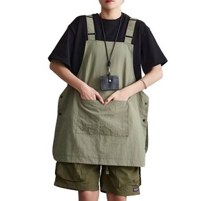 두리앤고 남녀공용 앞뒤 양면 카페 앞치마 방수, 카키, 1개