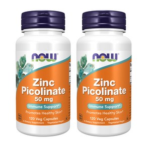 Now Foods Zinc Picolinate 나우푸드 아연 피콜리네이트 50mg 베지캡슐 120개입, 2개묶음(5%할인), 1개