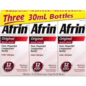 Afin 아프린 오리지널 비강 스프레이 3팩 1팩당 1플 오즈, 1 Fl Oz (Pack of 3), 3개, 30ml