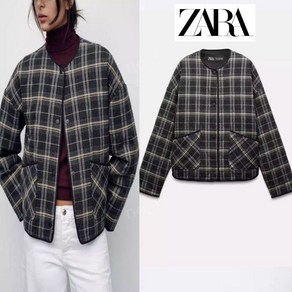 자라 여성용 체크 데일리 경량 패딩 자켓 ZARA