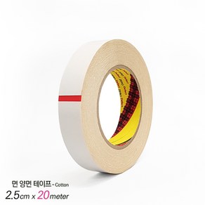 면 양면테이프 부착 및 접합용 다용도 양면테이프 순면 o PVC, 면 양면테이프 2.5cm x 15m, 1개