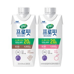 [셀렉스] 스포츠 드링크 초콜릿 330ML 12팩 + 복숭아 330ML 12팩 (총24팩), 상세 설명 참조, 24개