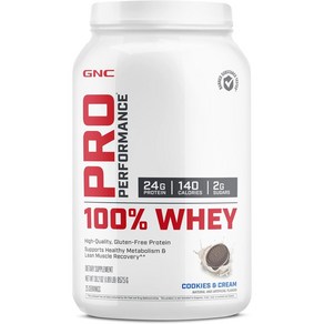 GNC 프로 퍼포먼스 웨이 프로틴 파우더 쿠키 앤 크림맛, 1개, 857.5g