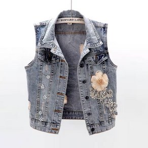 여성용 데님 베스트 레이어드 크롭 청조끼 Denim vest 뉴타임즈 T971N743