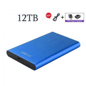 휴대용 SSD B 3.0 HDD. 1TB. 고속 외장 하드 드. 모바일 디스크. . 안드로이드용, Blue 12TB