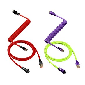 젝투스 ZECTUS 기계식키보드 항공케이블 USB-C 코일형 이중 편조 구조, Coiled Cable-네온 바이올렛