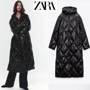 자라 겨울 여성 후드 코튼 누빔 롱 패딩 다운 점퍼 ZARA 2컬러