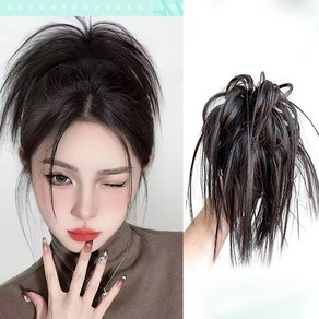 깃털 가시머리 가발 집게핀 슬릭번 까치머리 집게 가발 포니테일 붙임머리 부분가발, 내추럴브라운