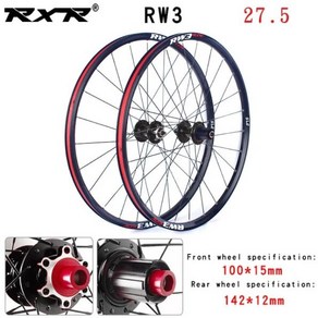 자전거 휠셋 RXR 산악 27.5 인치 RW3 MTB 알루미늄 합금 디스크 브레이크 4 베어링 7 11 단 스루 액슬 QR