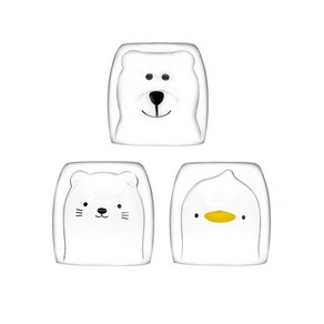 동물 곰 고양이 이중소주잔 2P 세트, smile cat 2개, 1개, 투명