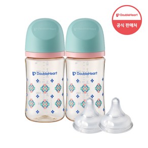 더블하트 모유실감 3세대 PPSU 헤리티지 트윈팩 240ml+젖꼭지(2입), 1개