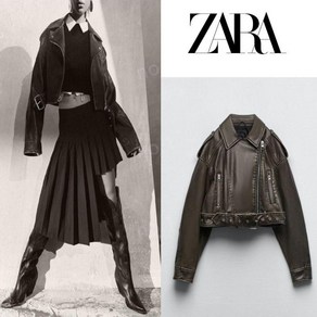 ZARA 자라 페이크 레더 바이커 벨트 재킷