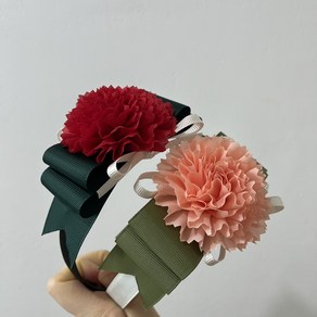 [단품] 포레드봉봉 어버이날 / 스승의날 감사해띠 사랑해핀 카네이션 머리띠 (2colos), 피치