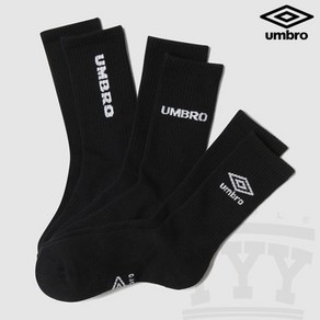 엄브로 변형로고 3PACK 크루 삭스 검정(UP1CSC12), [정품보장] BLK0_BLACK, 240, BLK/240
