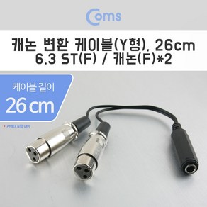 캐논 변환 케이블 Y형 26cm ST 6.3 암 - CANON 암x2 XLR 3P mic NT838 Steeo 오디오 엠프 믹서 연결 선 단자 커넥터 잭 짹 컨넥터, 본상품선택, 1개