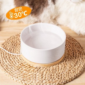 XZEZE 애완동물 강아지 고양이 가열 항온 도자기 그릇1000ml, 1개, 흰색