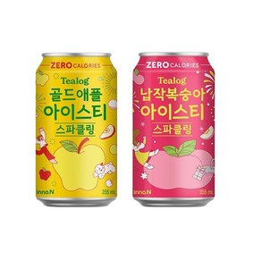 [한번에먹자쇼핑몰]티로그 골드애플 아이스티 스파클링 355ml 12캔 + 티로그 납작복숭아 아이스티 스파클링 355ml 12캔 총 24캔