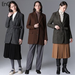 ENC [EnC] 헤링본 벨티드 울코트