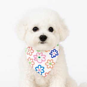 강아지 고양이 똑딱이 패션스카프 귀여운 턱받이 아이즈펫 외출템, 1개, 그림꽃