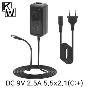 [강원전자] 아답터 100~240V / 9V 2.5A [내경2.1mm/외경5.5mm] KW SMPS 전원 케이블 포함 [박스포장] [KW-A9025A]