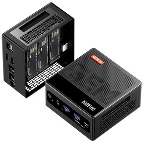 AOOSTAR 미니 PC 라이젠7 6800H 32G LPDDR5 오큘링크 512G/1T 3xPCIE4.0 SSD mini pc win11po 오피스 게이밍 3 스크린 디스플레이, 1TB, 32GB, WIN11 Po, 블랙, GEM10-68