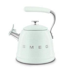 SMEG 레트로 스토브탑 휘파람 주전자 2.4Q 크림, Pastel Geen, 1개