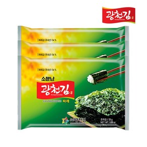 소문난 광천김 파래 전장김 36봉(25g x3Px12팩), 36개, 25g