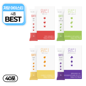 얌티 저당 아이스티 4종 애플 샤인머스캣 x 플럼 피치 x 오렌지 망고 x 블루베리 라즈베리, 4박스, 10개입, 3g