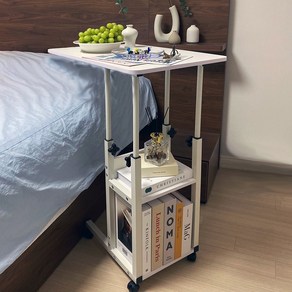 무니타 침대 사이드테이블 이동식 미니 식탁, 화이트