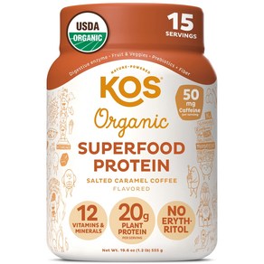 KOS Vegan Potein Powde Salted Caamel Coffee - KOS 비건 단백질 파우더 소금에 절인 캐러멜 커피 - 저탄수화물 완두콩 단백질 블렌드, 솔티드 카라멜, 1개, 691.73g